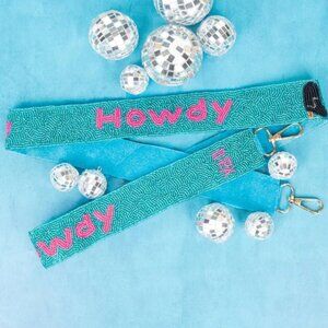 VIOLA Turquoise Howdy Seed Bead Guitar Style Purse Strap NWT